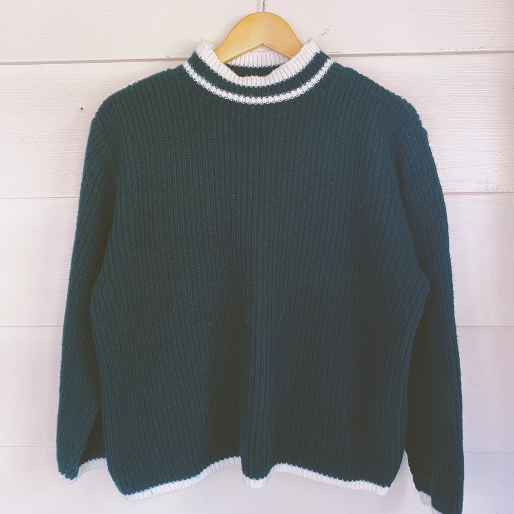 Vintage 70s mock turtleneck cropped knit sweater M